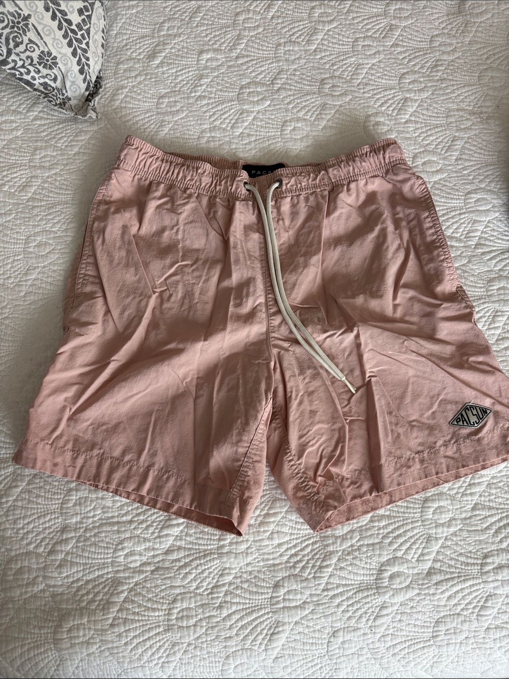 PacSun Light Pink Drawstring Swim Trunks